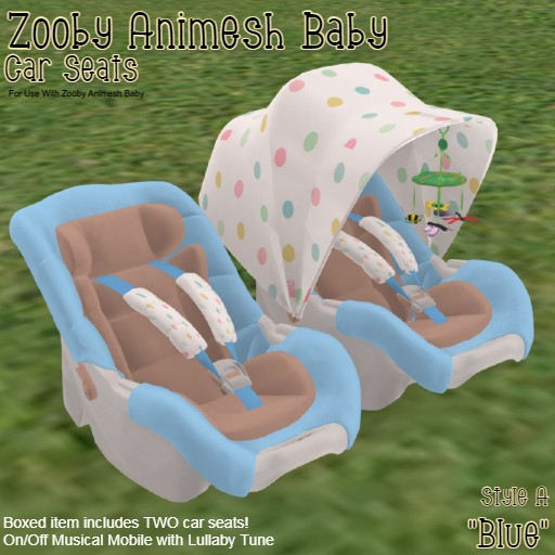 Second Life Marketplace Resizable BLUE Zooby Animesh Baby Car Seat (BXD)